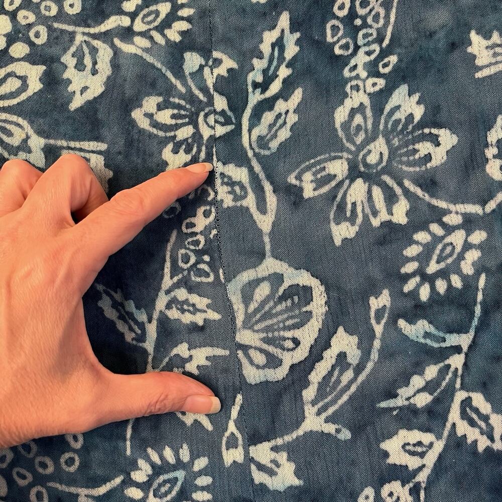 Orvis Large Tropical Floral Teal Maxi Dress Short Sleeve Tie Back Modest Prairie - Picture 10 of 10